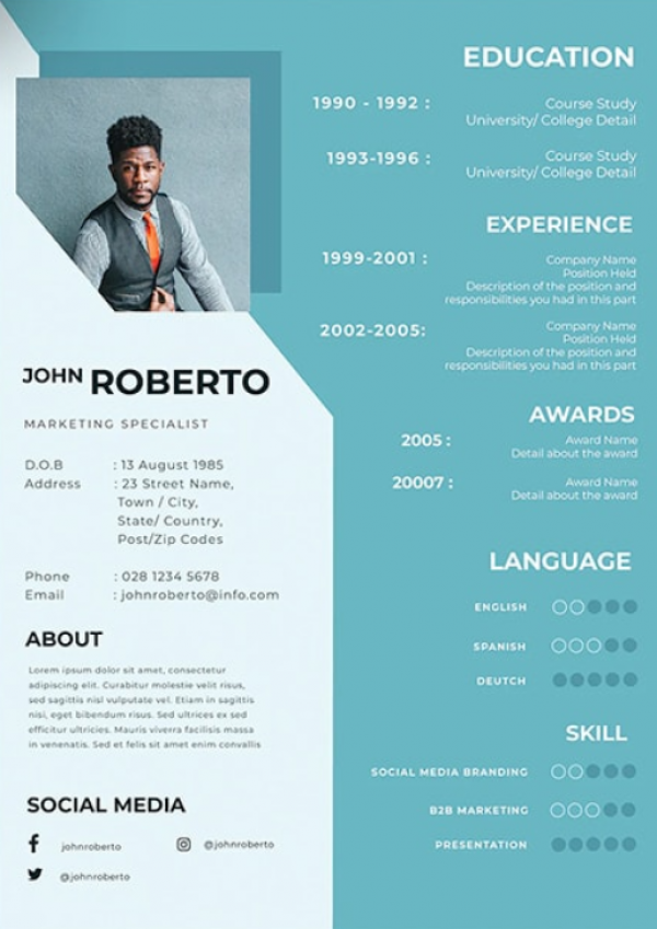 Desain CV dengan Skema Warna Kontras